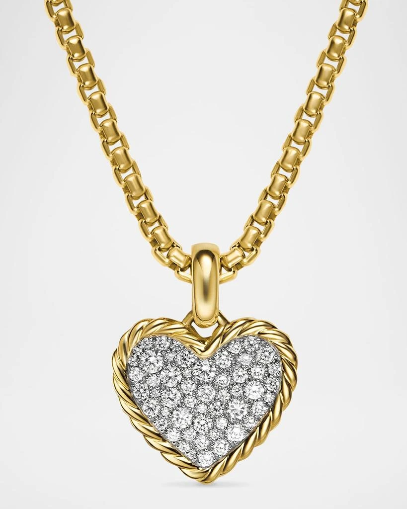 David Yurman Pave Plate Heart Enhancer with Diamonds in 18K Gold , 17mm 1