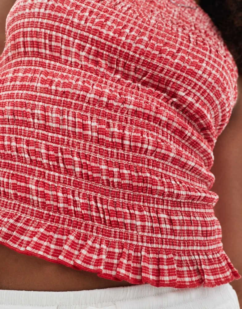 New Look New Look check textured vest in red 2