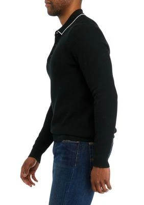 Magaschoni Mens Long Sleeve Tipped Collar Sweater 3