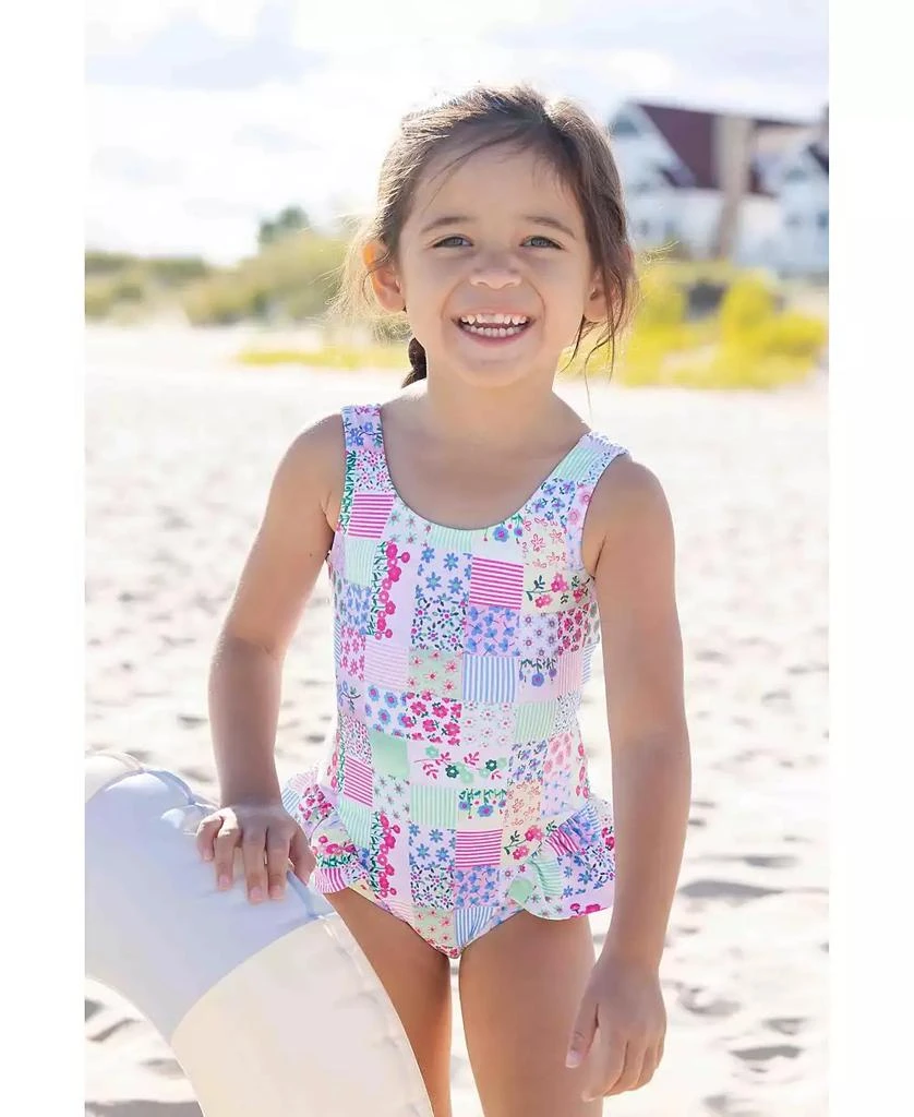 Florence Eiseman Toddler Girls Patchwork Floral Hip Ruffle Swimsuit 2
