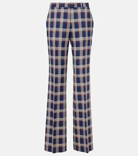 ETRO Checked high-rise wool wide-leg pants 1