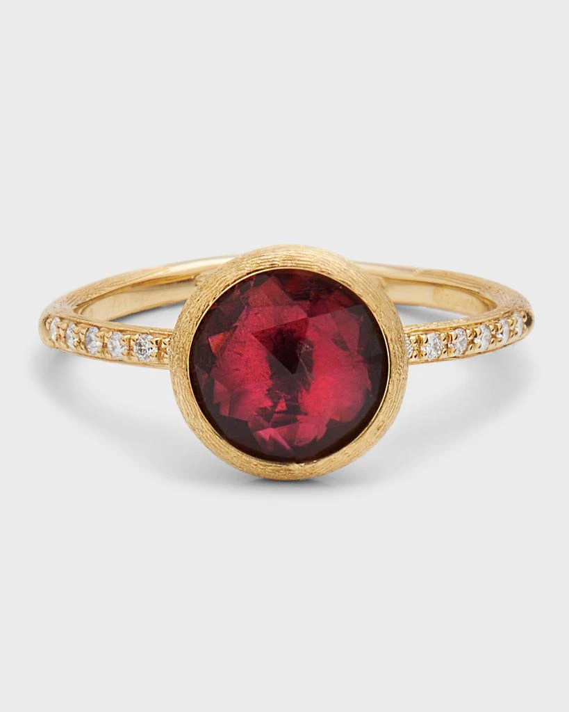 Marco Bicego 18K Yellow Gold Ring with Pink Tourmaline and Diamonds, Size 7 1