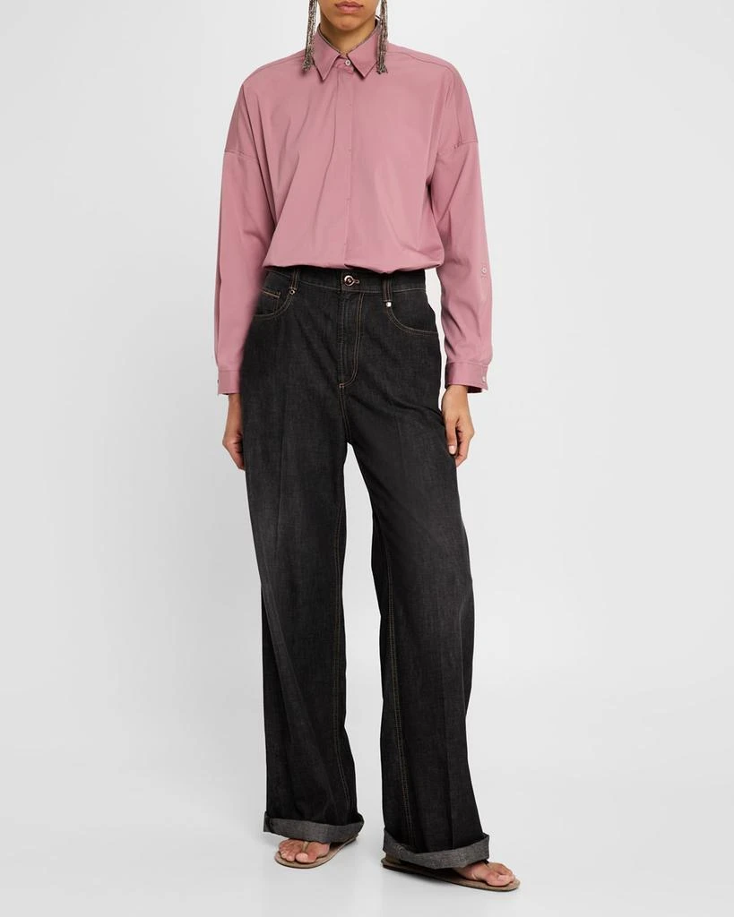Brunello Cucinelli High-Rise Monili Wide-Leg Jeans 4
