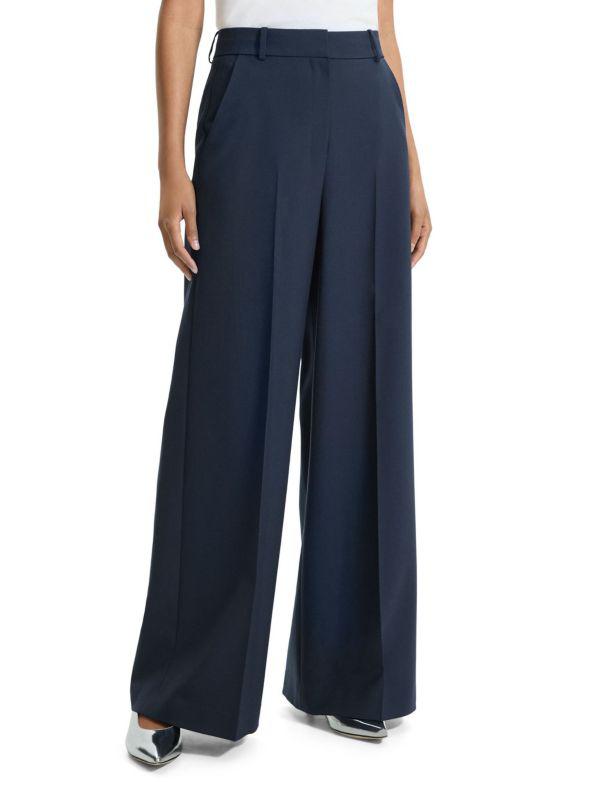 Theory Oxford Wool-Blend High-Rise Trousers