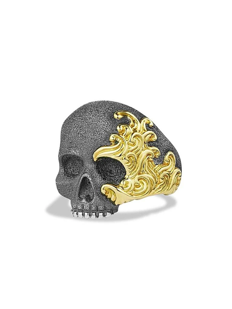 David Yurman Waves Skull Ring with 18K Yellow Gold 1