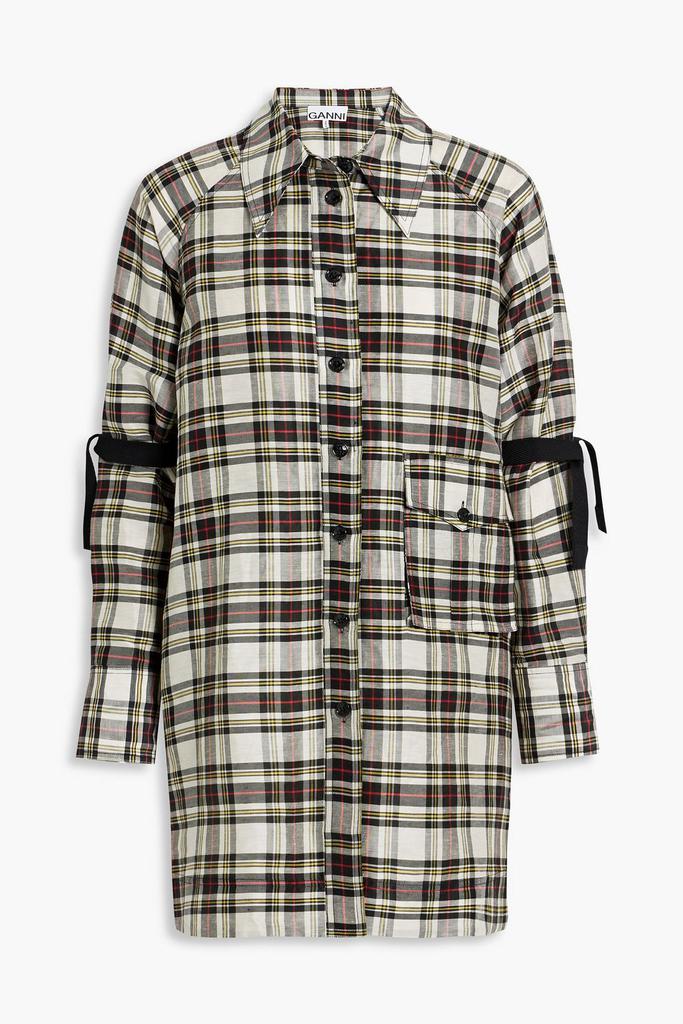 Ganni Checked linen and silk-blend shirt