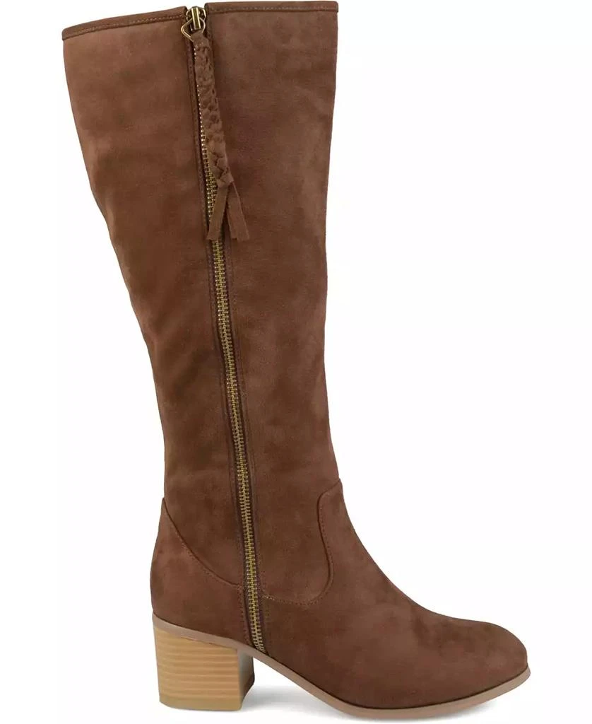 Journee Collection Women's Sanora Wide Calf Stacked Heel Mid Shaft Boots 7