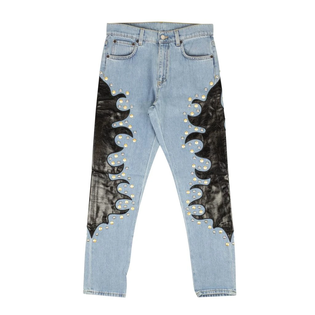 Moschino Jeans With Leather Flame Detail - Blue 1