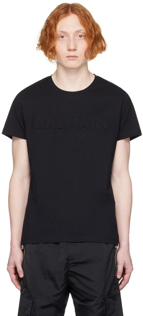 Balmain Black Embossed T-Shirt 1
