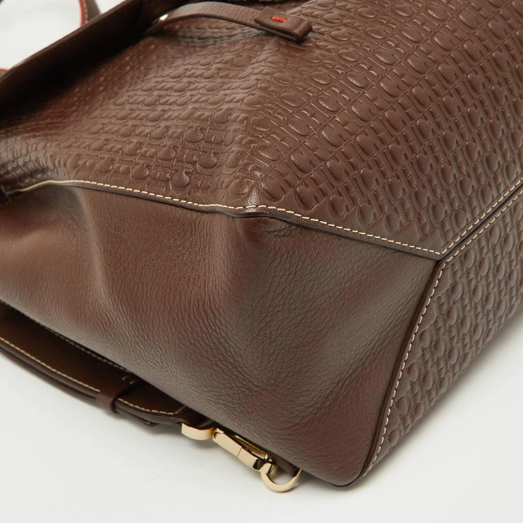 CH Carolina Herrera CH Carolina Herrera Brown Monogram Embossed Leather Flap Backpack 10