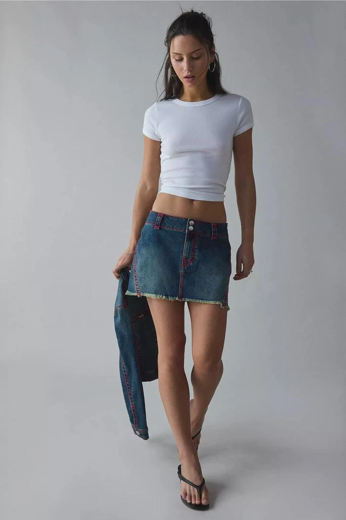 True Religion True Religion Twisted Seam Super T Flap Denim Mini Skirt 2