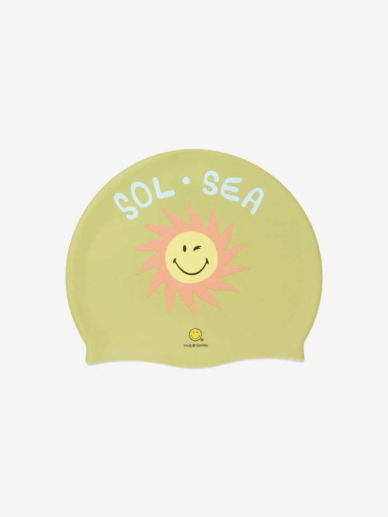 Sunnylife Sunnylife Kids Smiley World Swimming Cap in Green 3