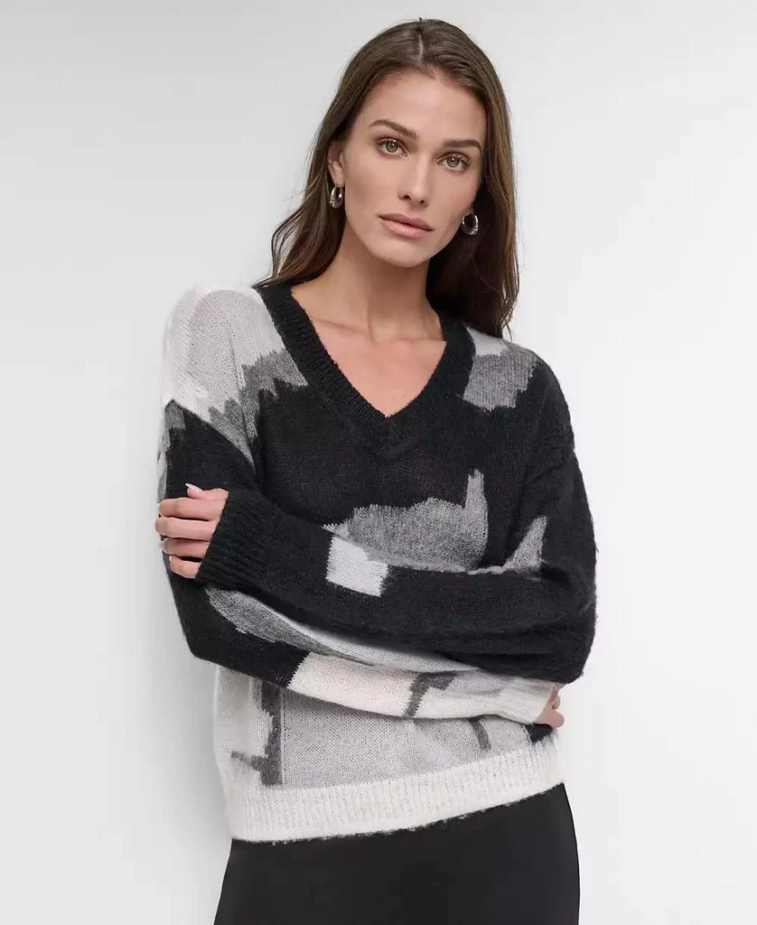 DKNY Women's V-Neck Long-Sleeve Sweater 1