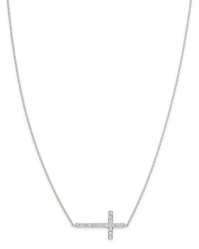 Bloomingdale's Diamond Cross Necklace in 14K White Gold, 0.15 ct. t.w. - Exclusive 1