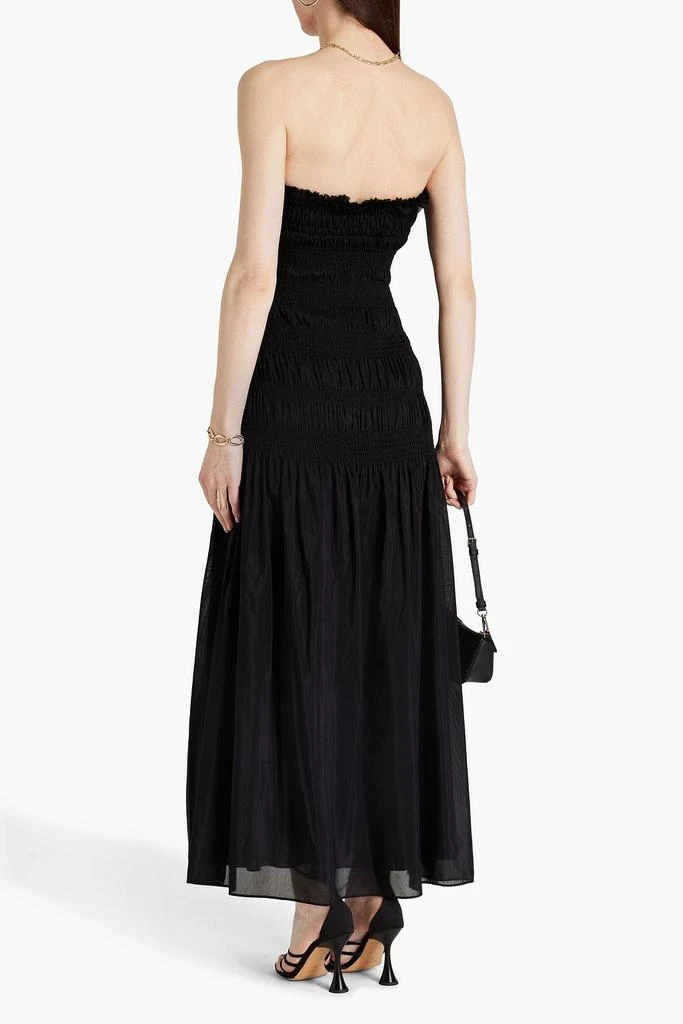 NICHOLAS Strapless shirred cotton and silk-blend voile maxi dress 3