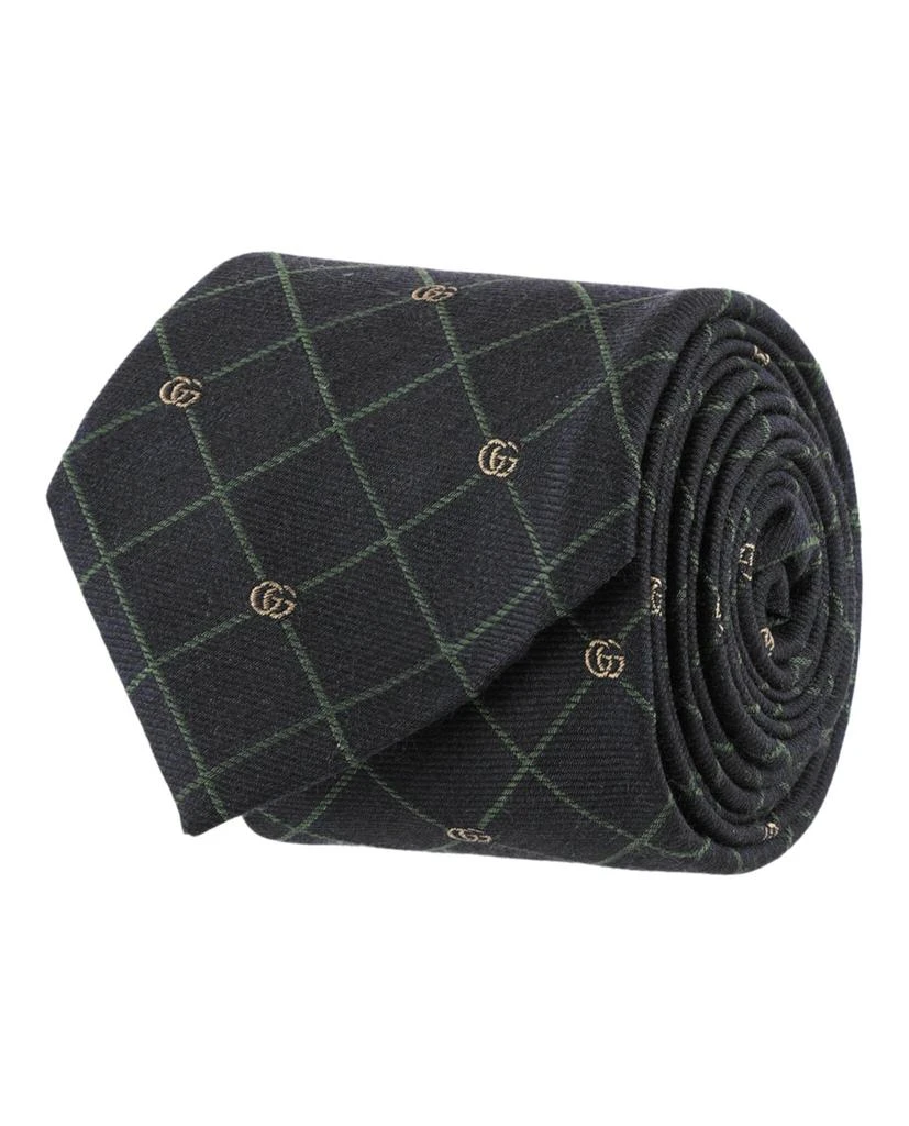 Gucci Double G And Check Silk Jacquard Tie