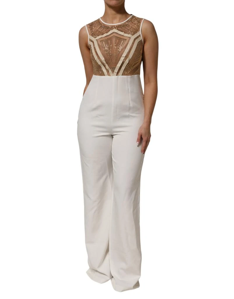 MANGANO Mesh Crystal Embellished Sleeveless Women
s Jumpsuit