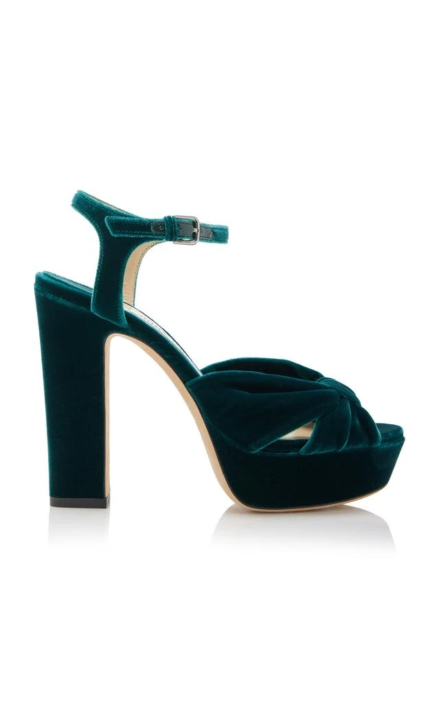 Jimmy Choo Jimmy Choo - Heloise Velvet Platform Sandals - Green - IT 36 - Moda Operandi 1