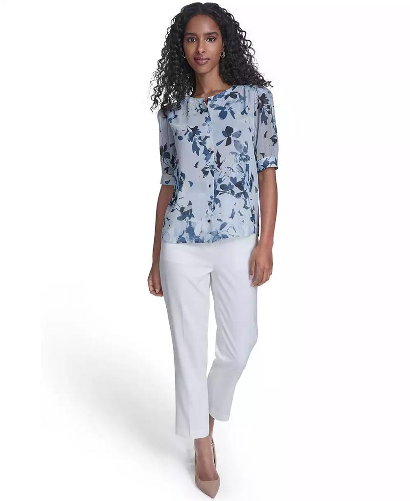 Calvin Klein Petite Short-Sleeve Button Front Top