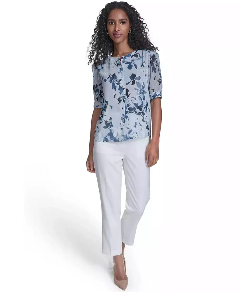 Calvin Klein Petite Short-Sleeve Button Front Top 1