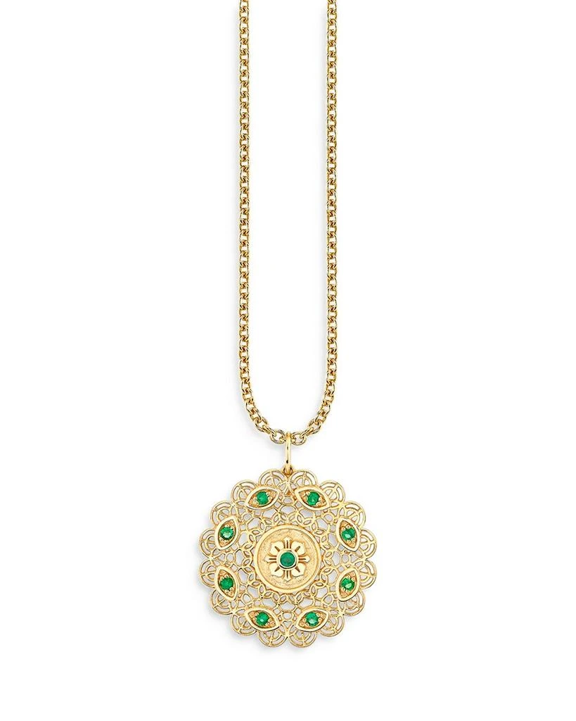 Sydney Evan Wicked x Sydney Evan 14K Yellow Gold Emerald Filigree Pendant Necklace, 16" 1