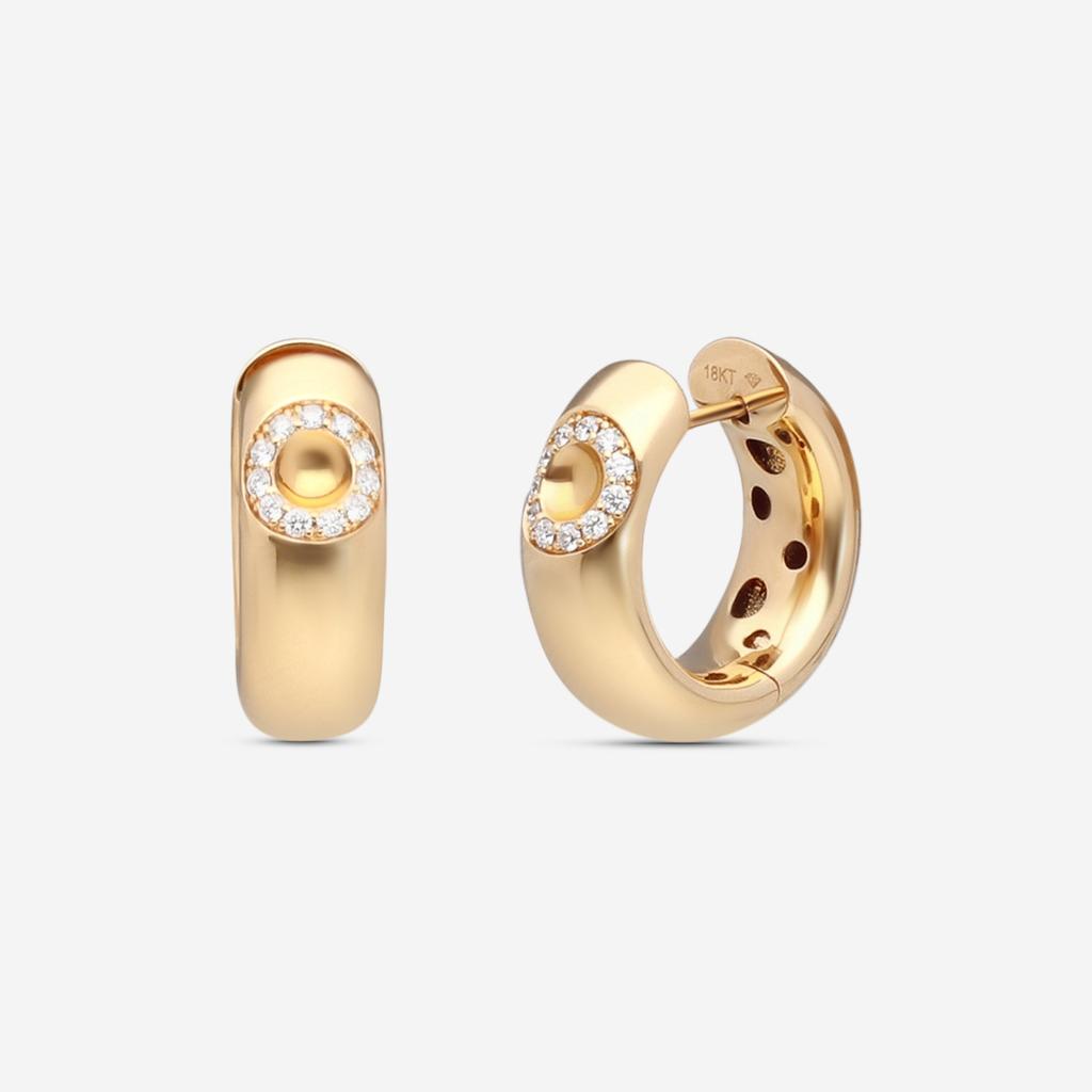 Roberto Coin Roberto Coin Pois Moi Luna 18K Rose Gold Diamond Outline Hoop Earrings 8883132AXERX