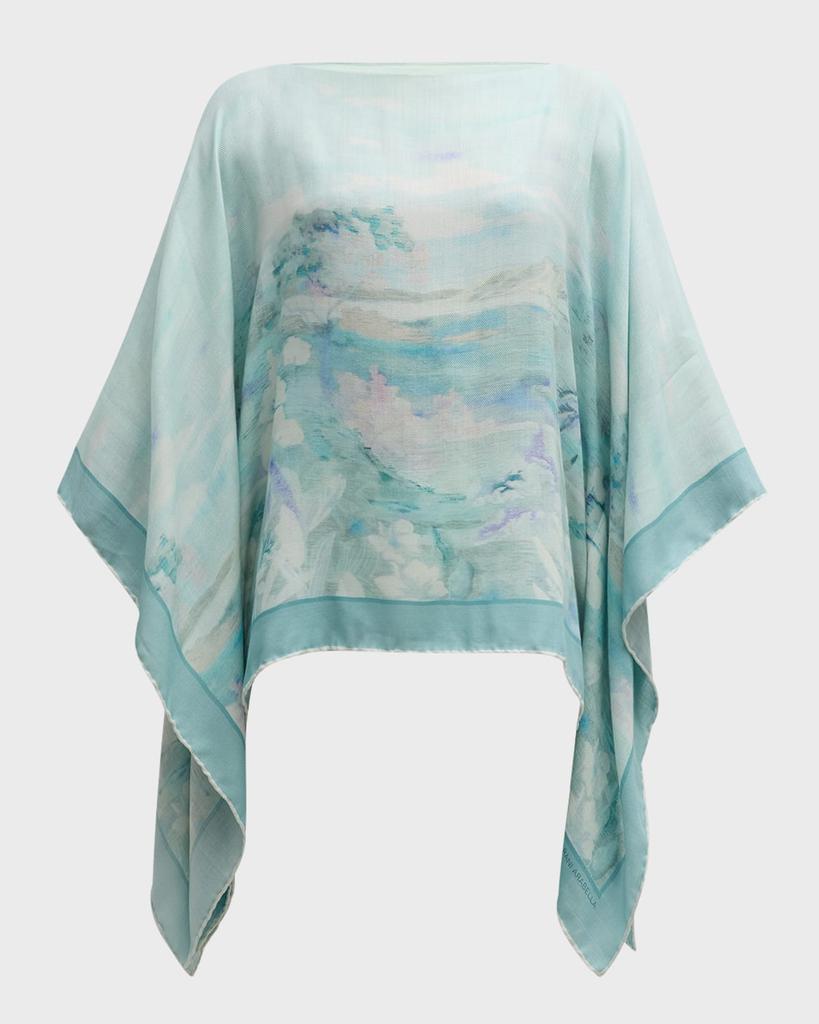 Rani Arabella Eden Cashmere-Blend Printed Poncho