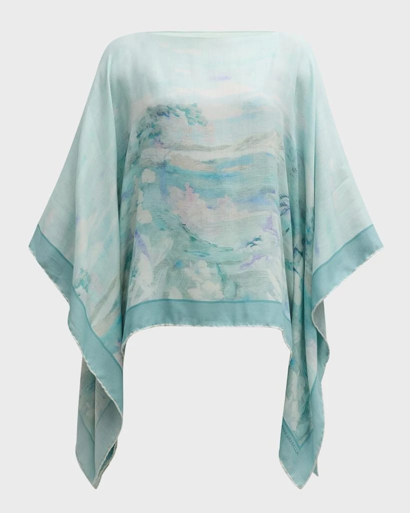 Rani Arabella Eden Cashmere-Blend Printed Poncho 1