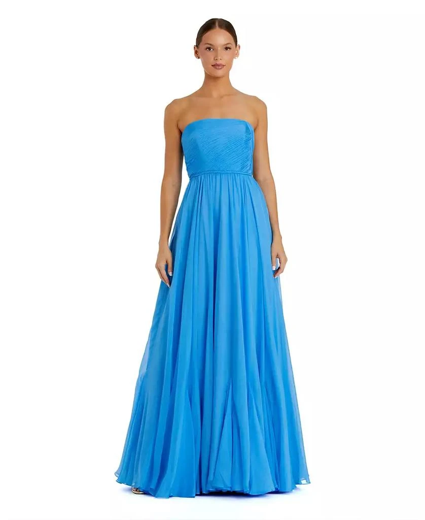 Mac Duggal Women
s Strapless Chiffon Gown With Braided Belt