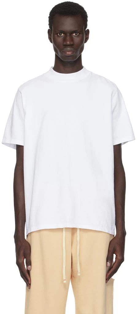 Les Tien White Heavyweight Mock Neck T-shirt 1