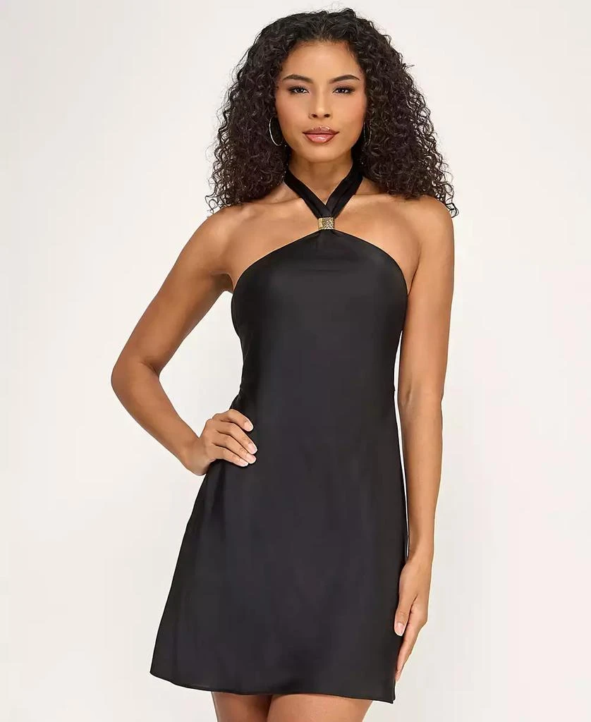 slim fit dress slacks Modal Halter-Neck Thigh-Split Maxi Dress in Black - 14 main image 1