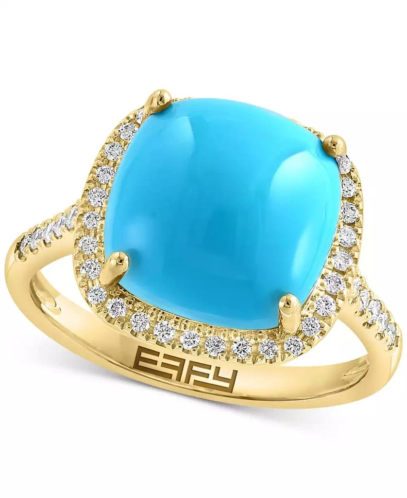 Effy EFFY® Turquoise 
Diamond (1/4 ct. t.w.) Halo Ring in 14k Gold 2