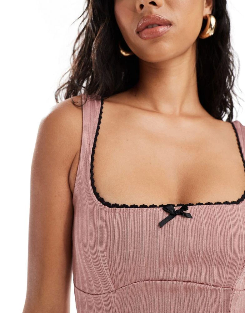New Look New Look crinkle corset top in pink 4