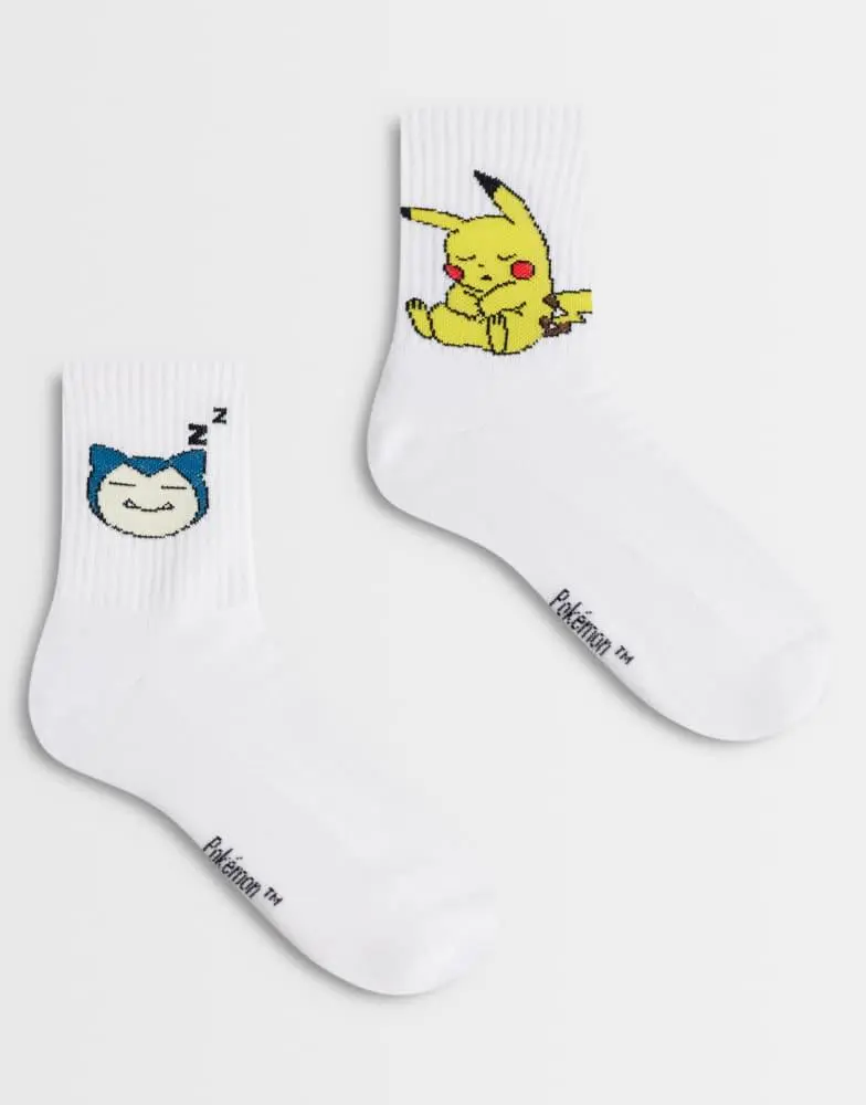 ASOS ASOS DESIGN 1 pack socks with Pokemon graphic in white