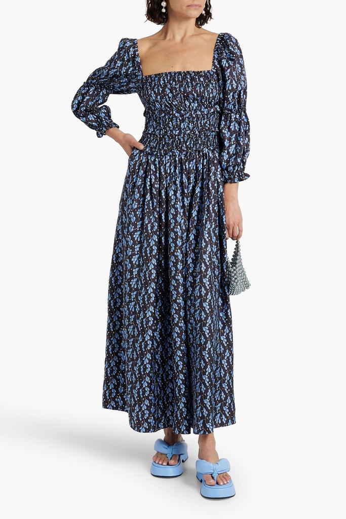 shrimps Harper shirred floral-print silk-twill maxi dress