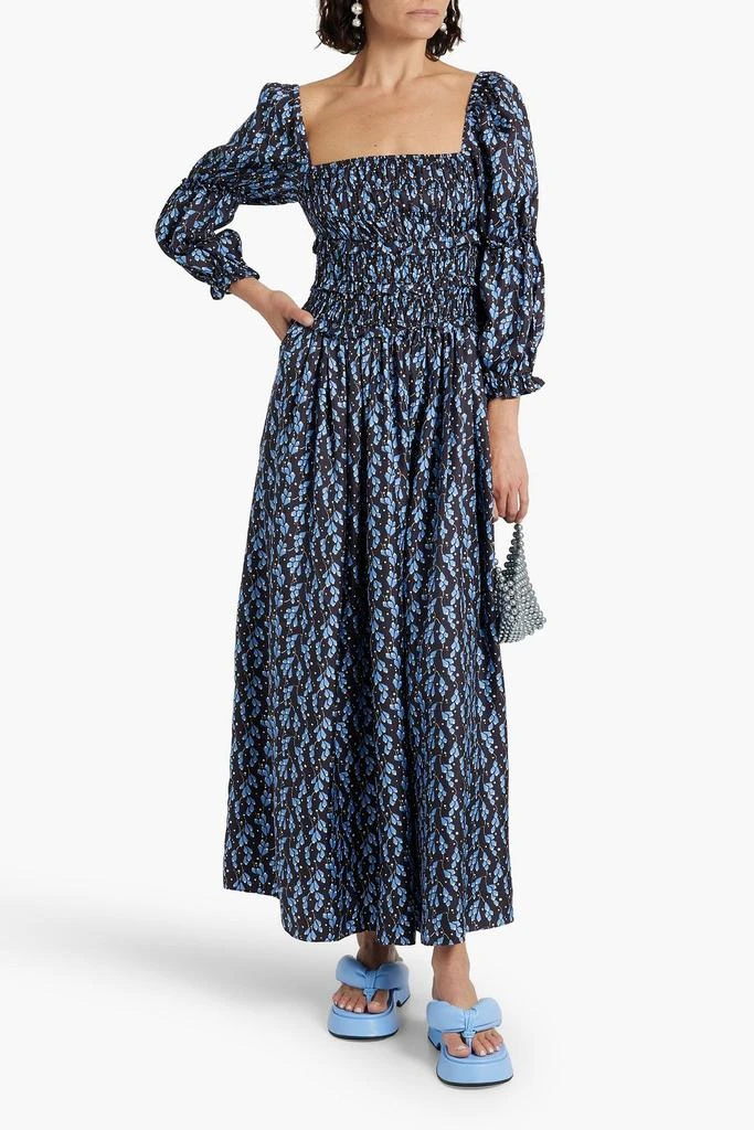 shrimps Harper shirred floral-print silk-twill maxi dress 2