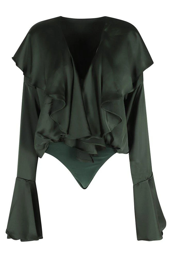 Norma Kamali Norma Kamali Ruffled Long Sleeve Bodysuit