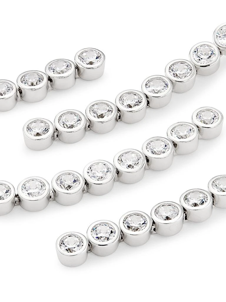 Adriana Orsini Basel Rhodium-Plated & Cubic Zirconia Linear Double-Drop Earrings 4