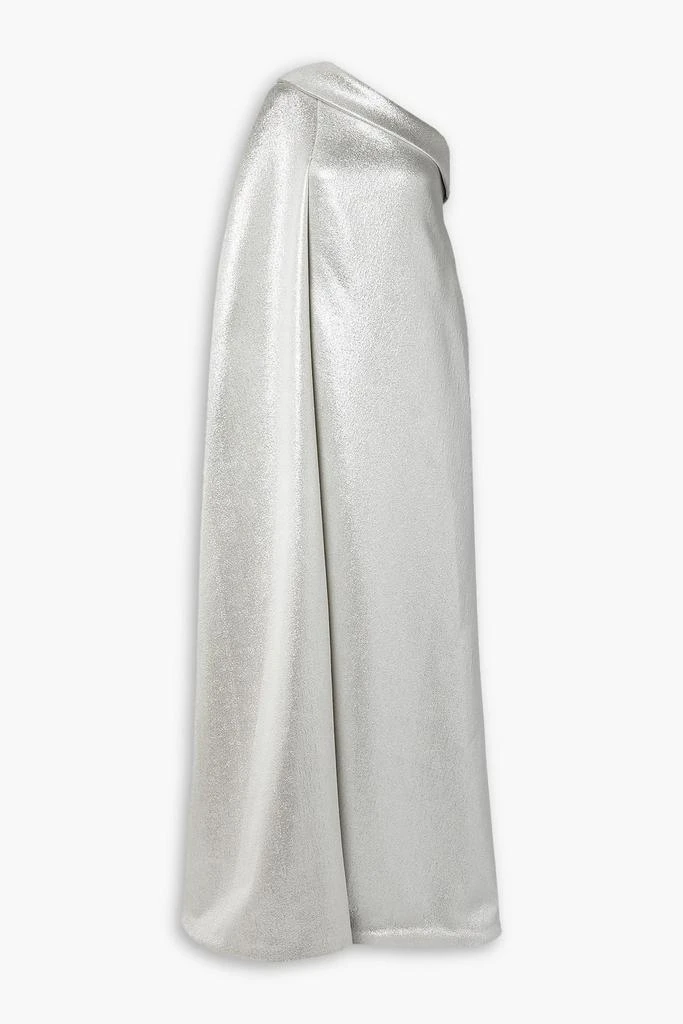 REEM ACRA One-shoulder cotton-blend lamé gown 1