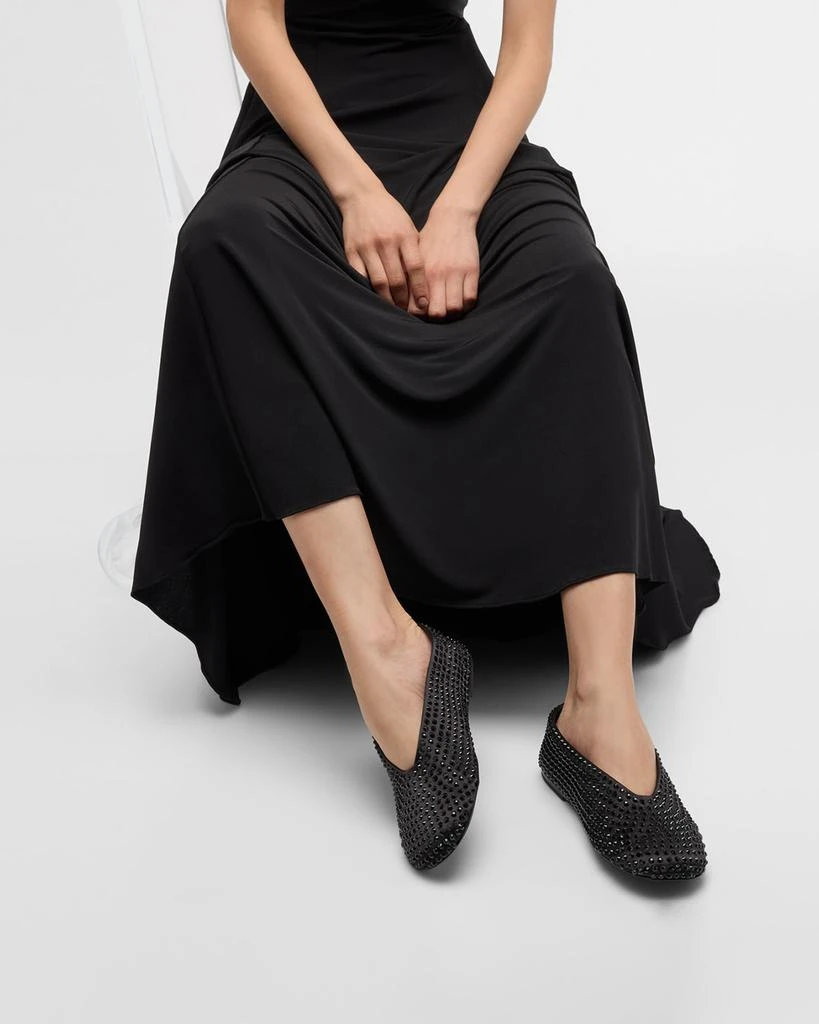 Khaite Marcy Crystal Stud Silk Ballerina Flats 2