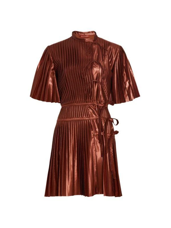 Altuzarra Tosha Pleated Metallic Mini Dress 5