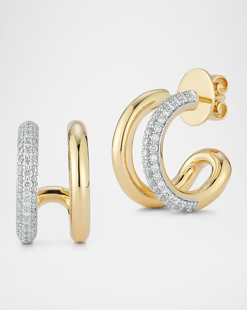 Walters Faith Morell 18K Yellow Gold Diamond Elongated Small Hoop Earrings