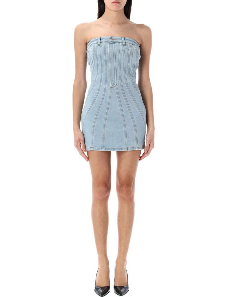 Mugler Mugler Spiral Denim Bustier Dress 1