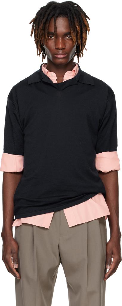 トップス AURALEE PIMA COTTON HEAVY PIQUE POLO AURALEE: Navy Pima Cotton Heavy Pique Polo | SSENSE