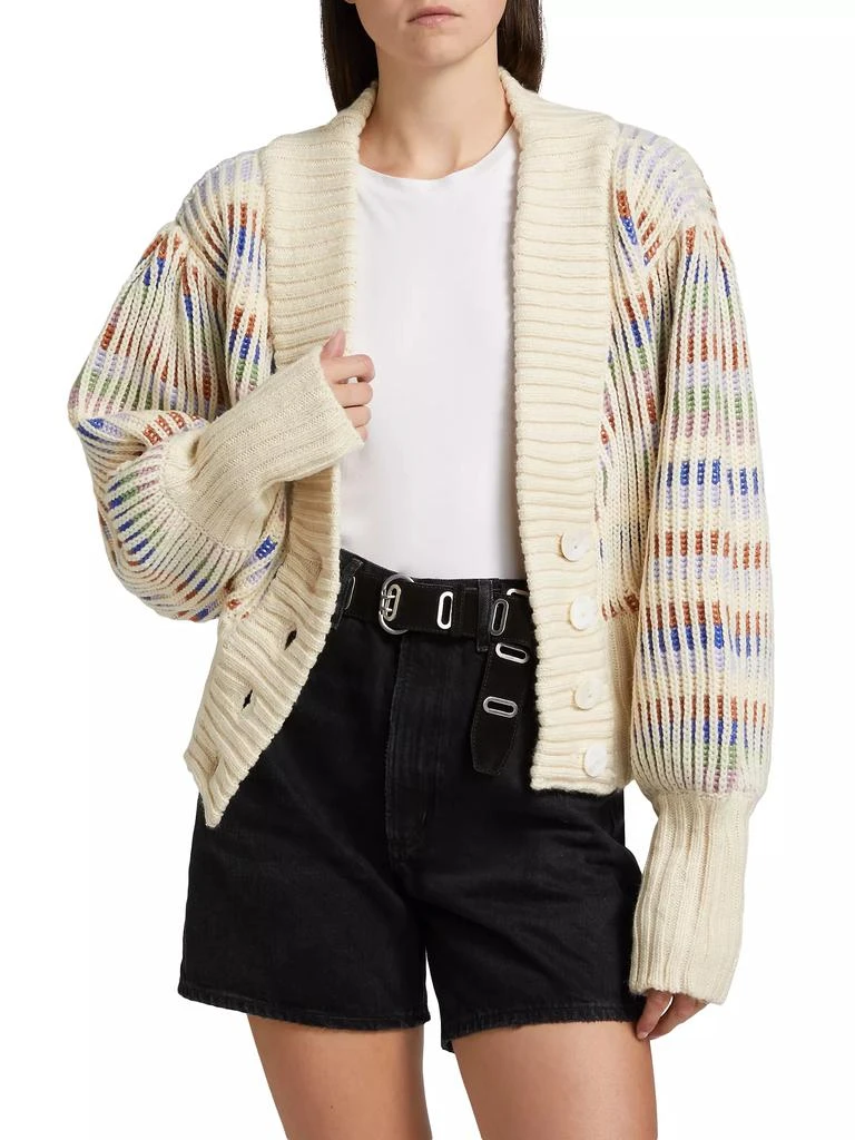 Farm Rio Striped Rib-Knit V-Neck Cardigan 3