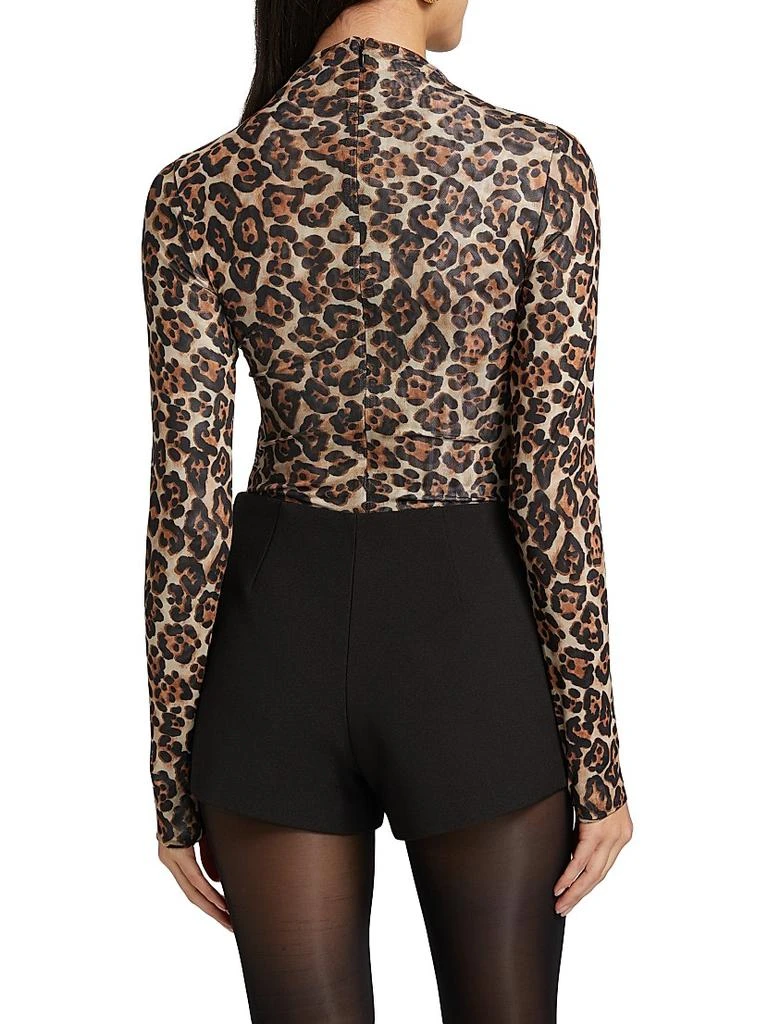 Ronny Kobo Vittoria Leopard Mock Turtleneck Bodysuit 5