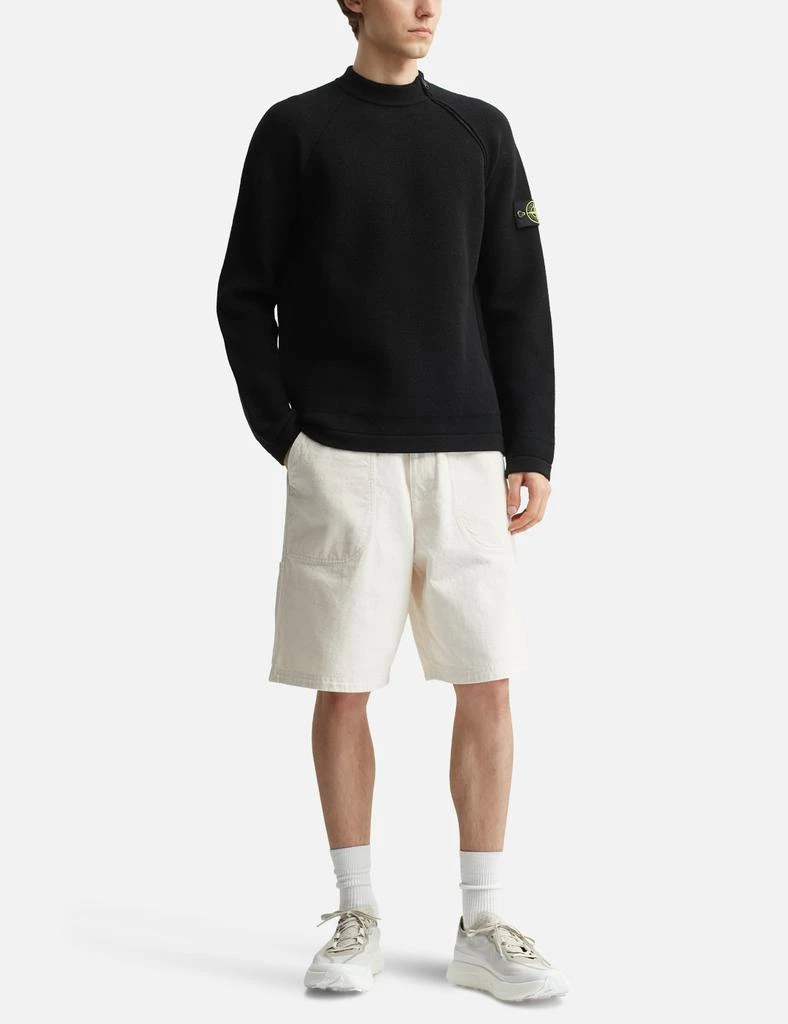 Stone Island Stretch RWSA Wool Mock Neck Jumper With Diagonal Zip 5