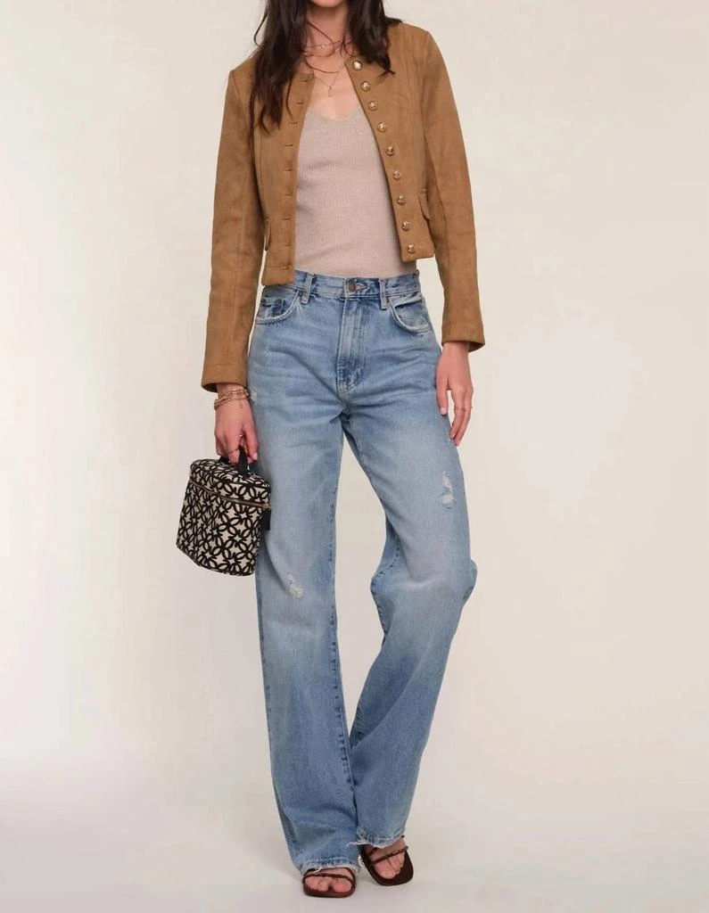 heartLoom Christy Long Sleeve Blazer In Faux Brown Suede