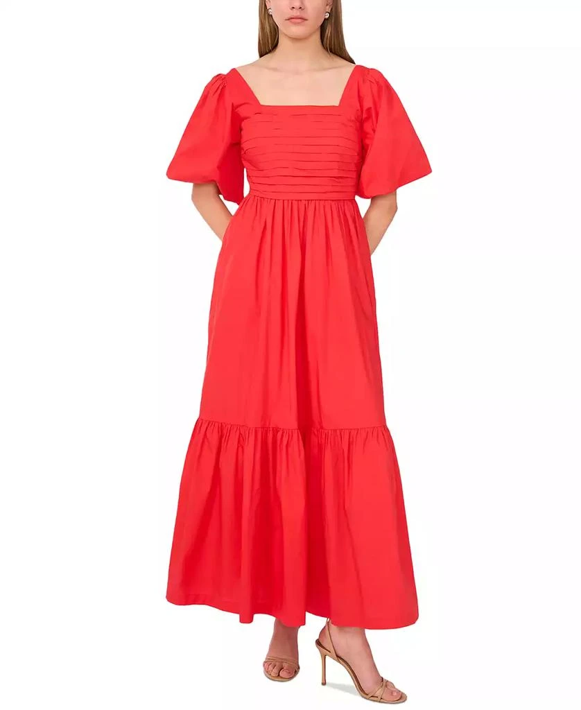 CeCe Women's Square-Neck Puff-Sleeve Tie-Back Maxi Dress 1
