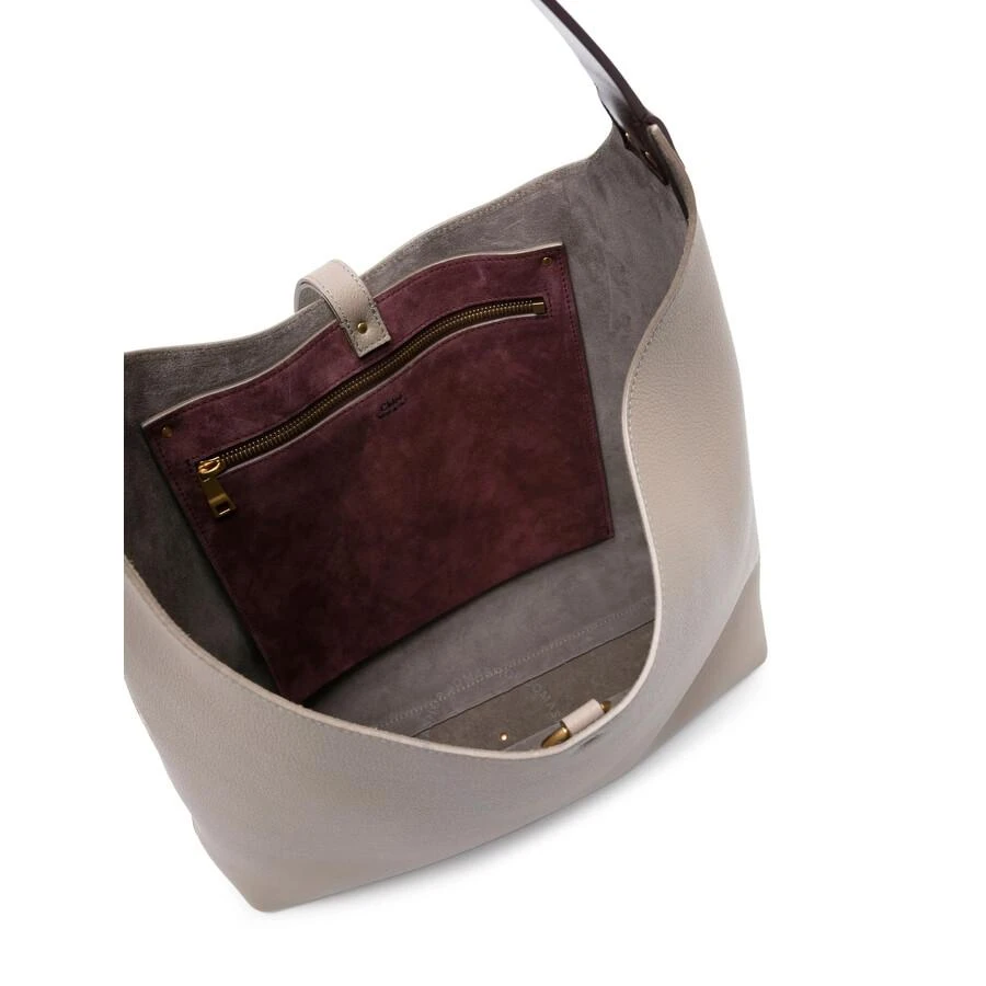 Chloé Marcie Hobo Bag In Grained Leather -  Grey 3
